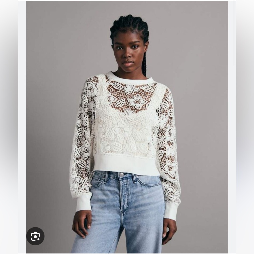 Rag & Bone White Crochet Blouse